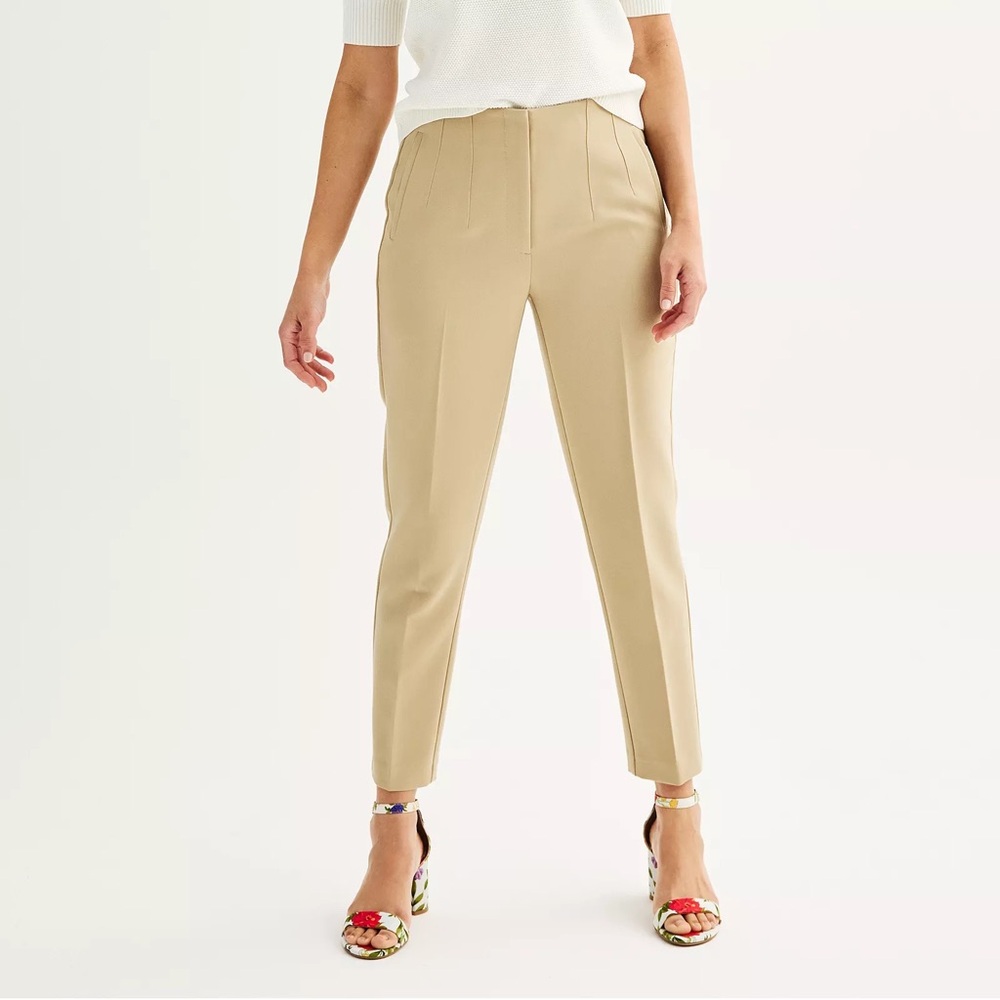Brand new. Nine West Tapered High Rise Ankle Khaki Dress Pant.